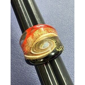 Hand Blown Glass Ring Size 6.75
